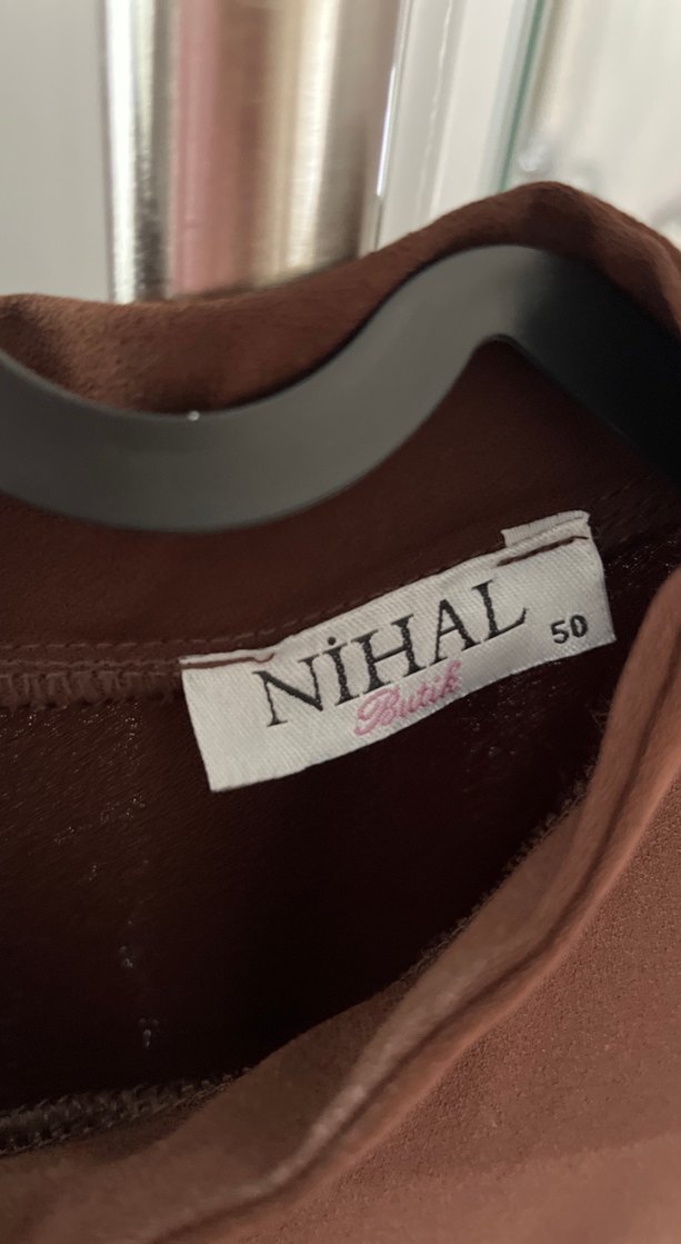 Kahverengi Nakışlı Kadın Uzun Elbise - Görsel 4