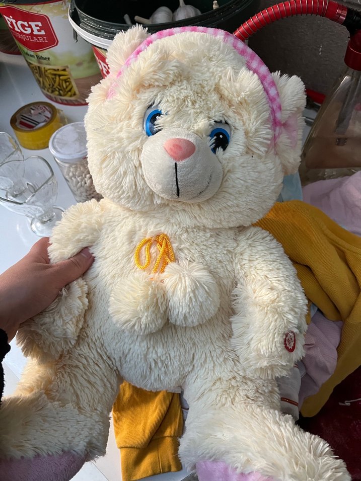 Beyaz Peluş Ayıcık Kulaklıklı - Görsel 2