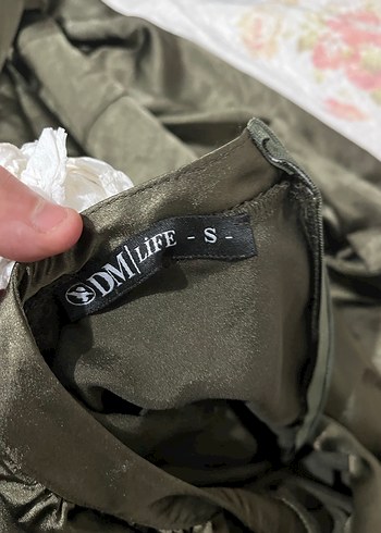 Uzun Kollu Yüksek Yakalı Salaş Saten Elbise - Görsel 2