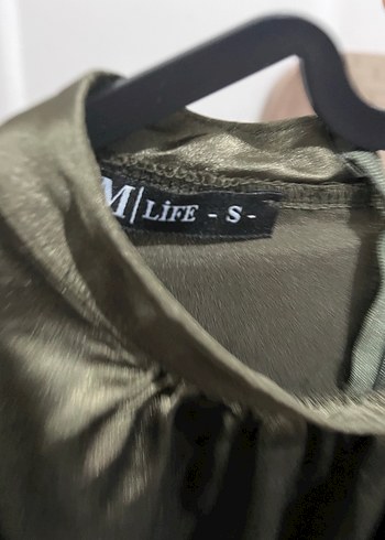 Uzun Kollu Yüksek Yakalı Salaş Saten Elbise - Görsel 4