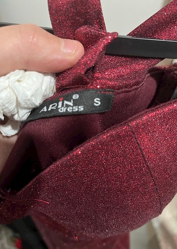 Bordo Simli Uzun Abiye Elbise - Görsel 3