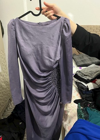 Uzun Mor Bohem Kadın Elbise - Görsel 4