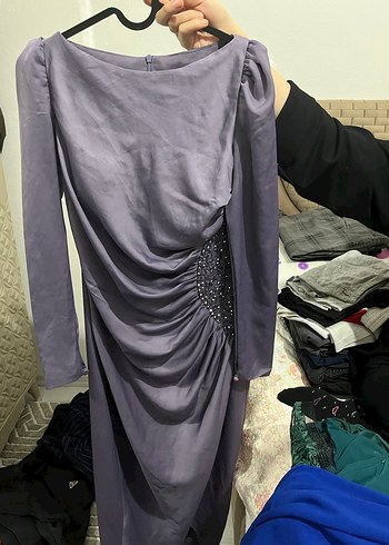 Uzun Mor Bohem Kadın Elbise - Görsel 3