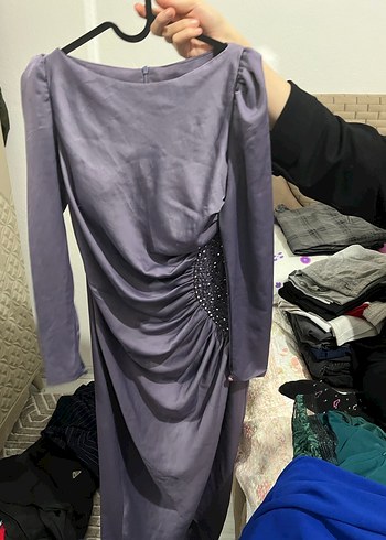 Uzun Mor Bohem Kadın Elbise - Görsel 2