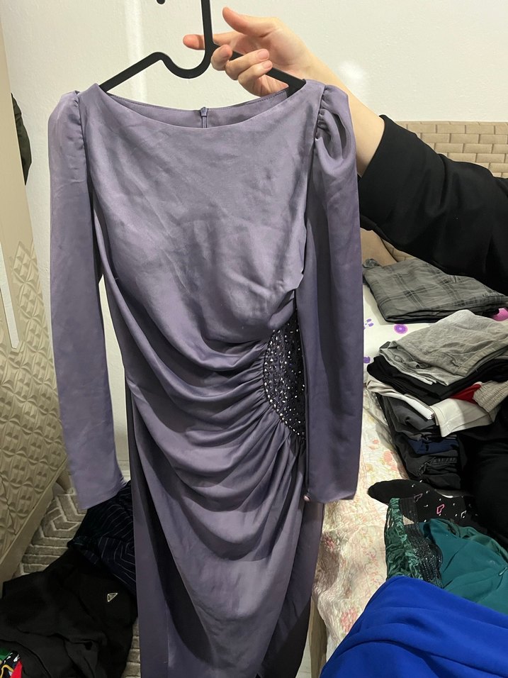 Uzun Mor Bohem Kadın Elbise - Görsel 4