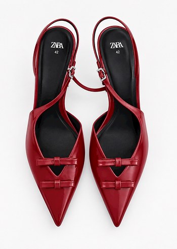 Zara Kirmizi Slingback Babet