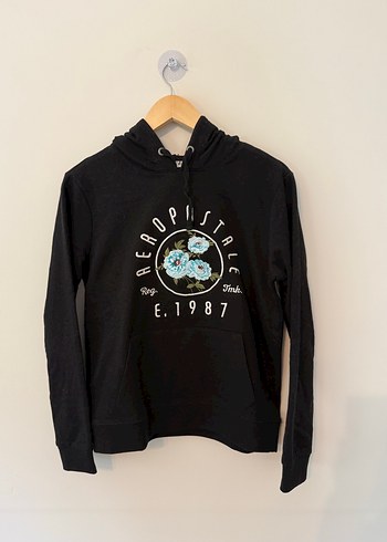 Kadın Siyah Baskılı Uzun Kollu Sweatshirt