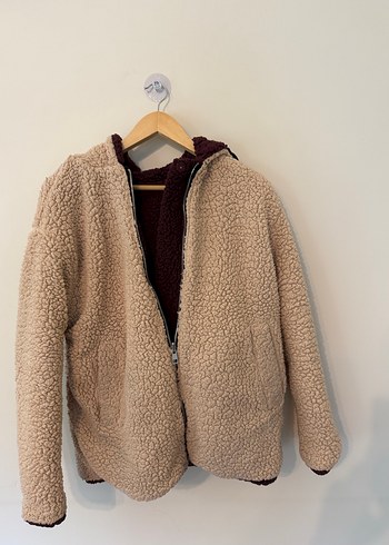 Bordo Kapüşonlu Fermuarlı Kadın Ceket - Görsel 4