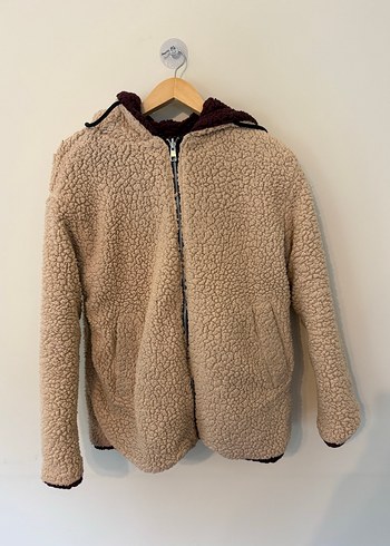 Bordo Kapüşonlu Fermuarlı Kadın Ceket - Görsel 5