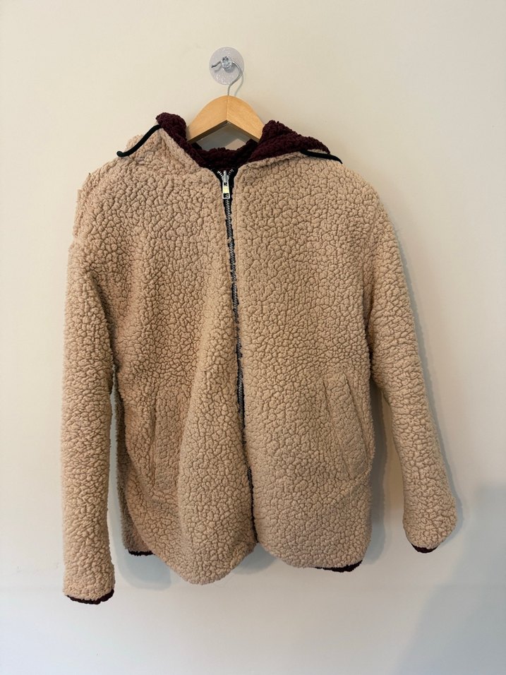 Bordo Kapüşonlu Fermuarlı Kadın Ceket - Görsel 5