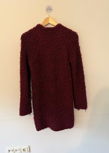 Bordo Yün Kadın Midi Hırka - Görsel 5