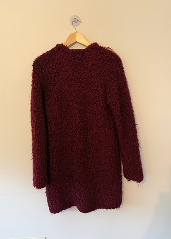 Bordo Yün Kadın Midi Hırka - Görsel 3