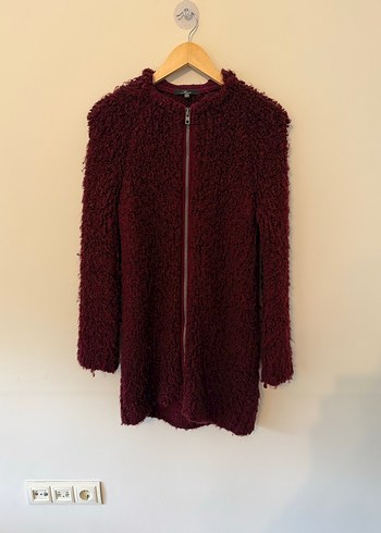 Bordo Yün Kadın Midi Hırka - Görsel 4