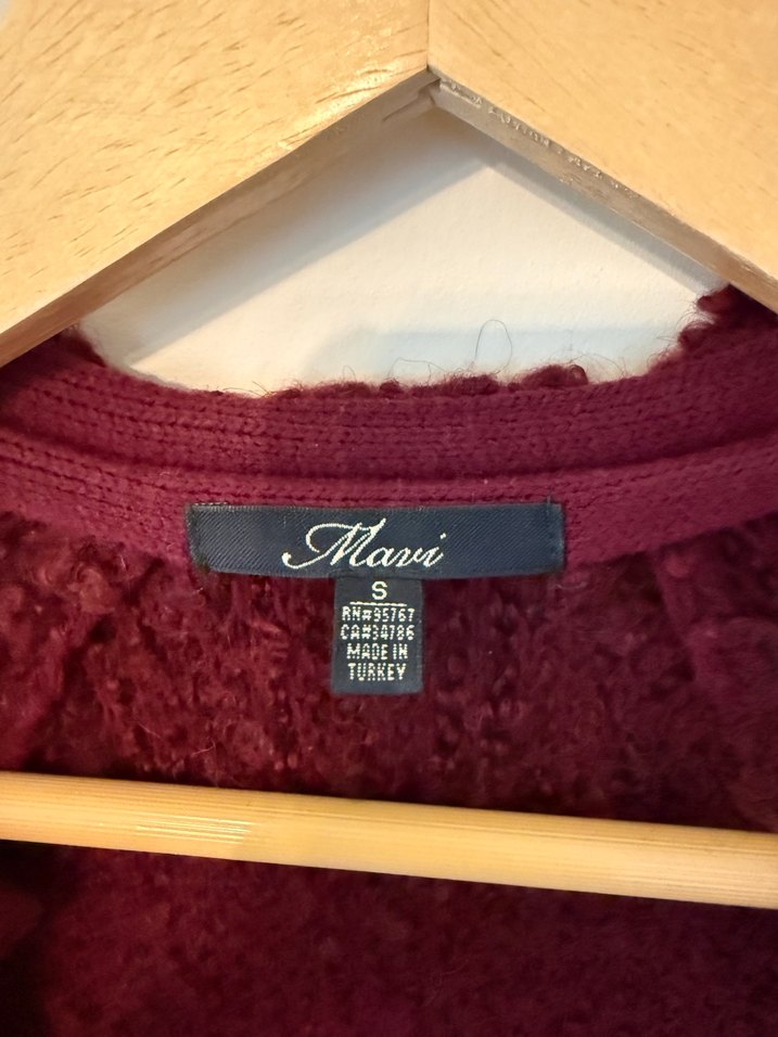 Bordo Yün Kadın Midi Hırka - Görsel 2