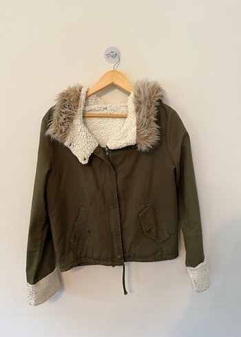 Kapüşonlu, Peluş Detaylı Kadın Ceket - Görsel 2