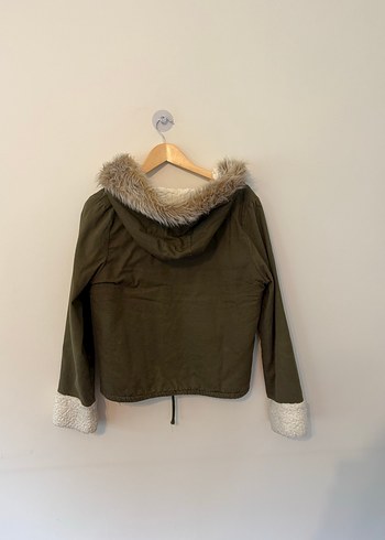 Kapüşonlu, Peluş Detaylı Kadın Ceket - Görsel 4