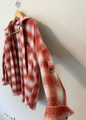 Kadın Kırmızı Pamuklu Oduncu Gömlek - Görsel 3