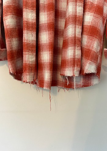 Kadın Kırmızı Pamuklu Oduncu Gömlek - Görsel 4