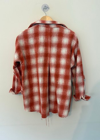 Kadın Kırmızı Pamuklu Oduncu Gömlek - Görsel 5