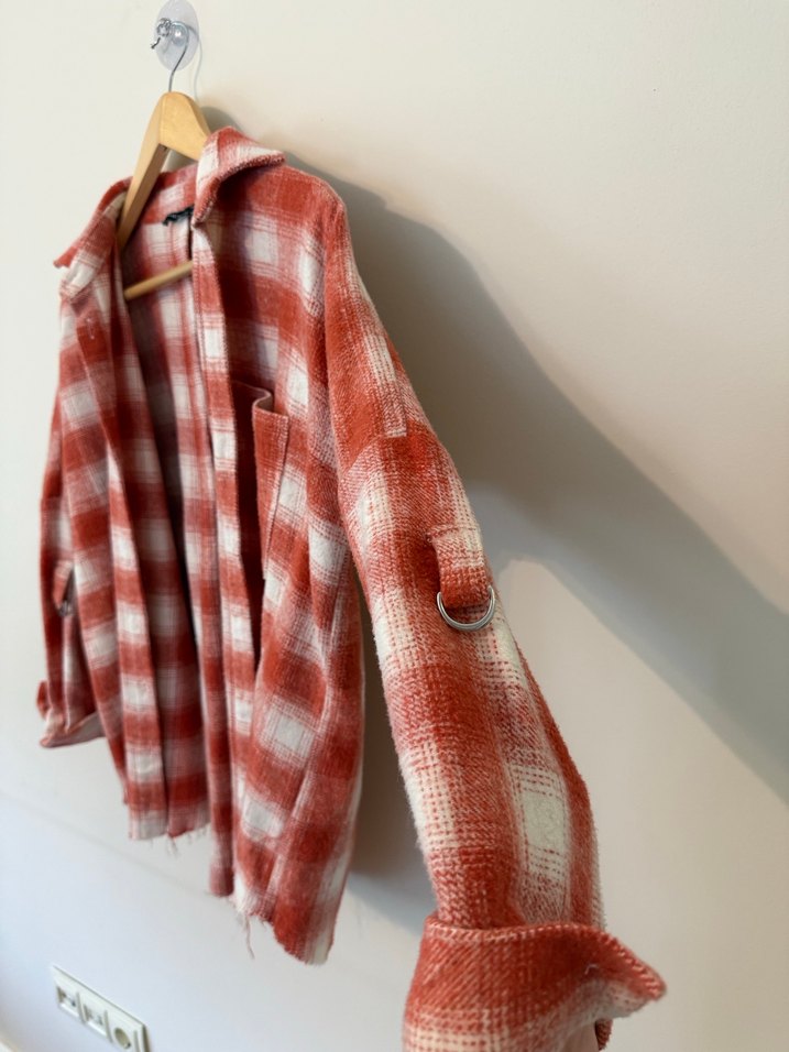 Kadın Kırmızı Pamuklu Oduncu Gömlek - Görsel 3