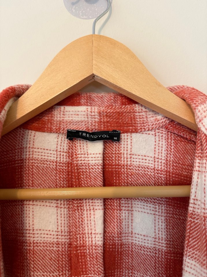 Kadın Kırmızı Pamuklu Oduncu Gömlek - Görsel 2