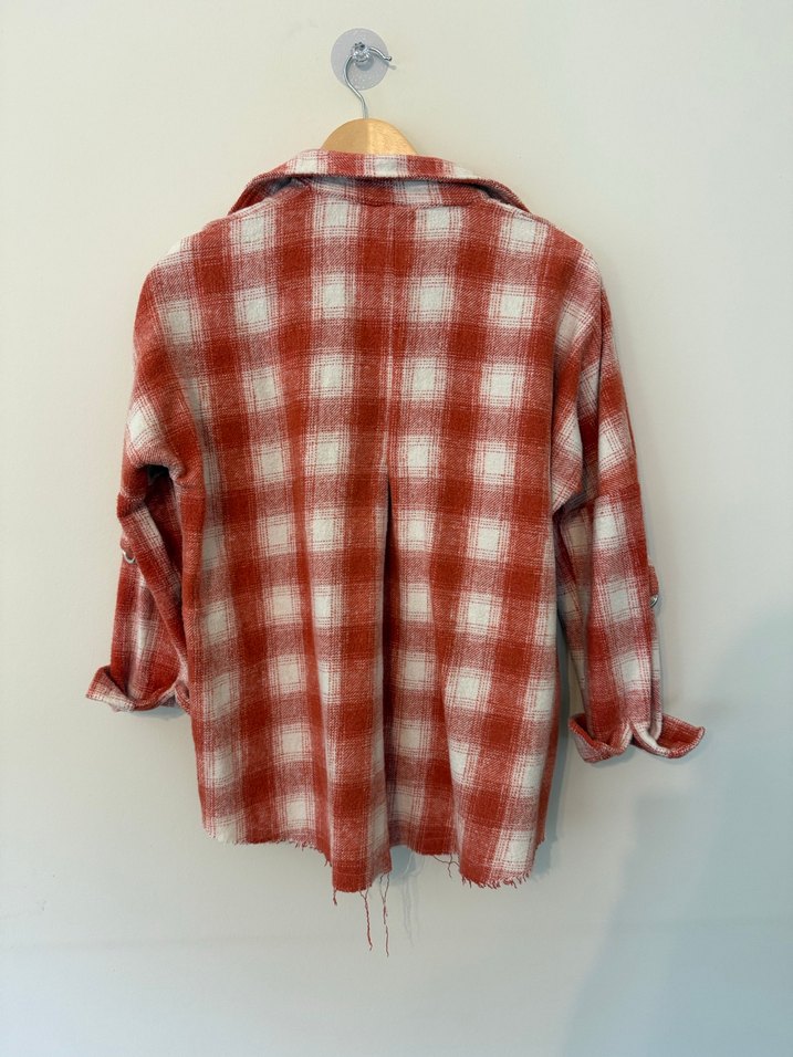 Kadın Kırmızı Pamuklu Oduncu Gömlek - Görsel 5
