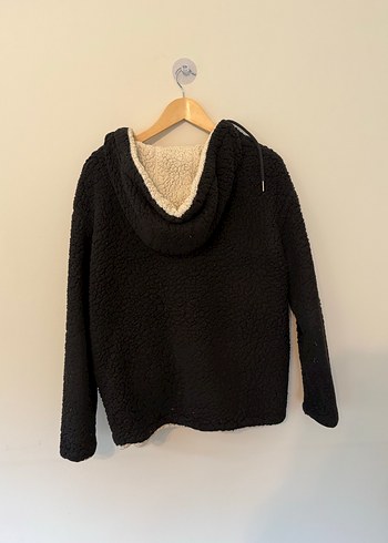 Siyah & Beyaz Kapüşonlu Fermuarlı Kadın Mont - Görsel 2