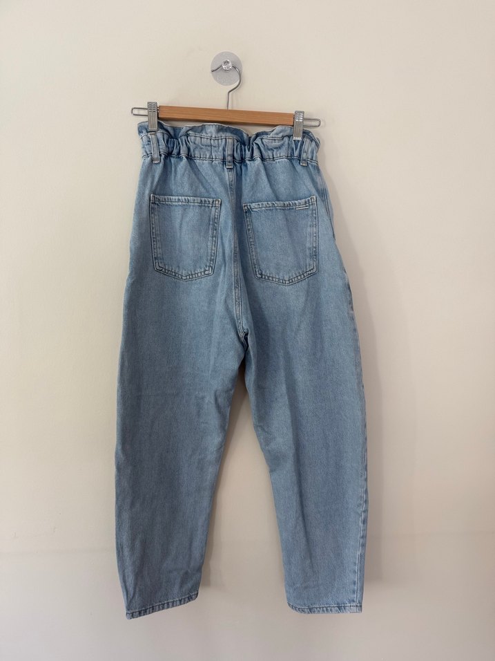Beli Kemerli Mavi Kadın Denim Pantolon - Görsel 4