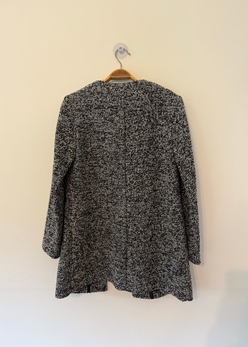 Düğmesiz Gri Klasik Kaban - Görsel 4