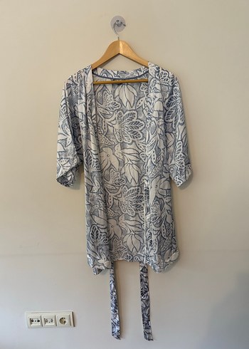Mavi Bohem Kemerli Midi Kimono - Görsel 3