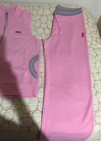 Fermuarlı Pembe Kolsuz Kız Eşofman Takımı - Görsel 2