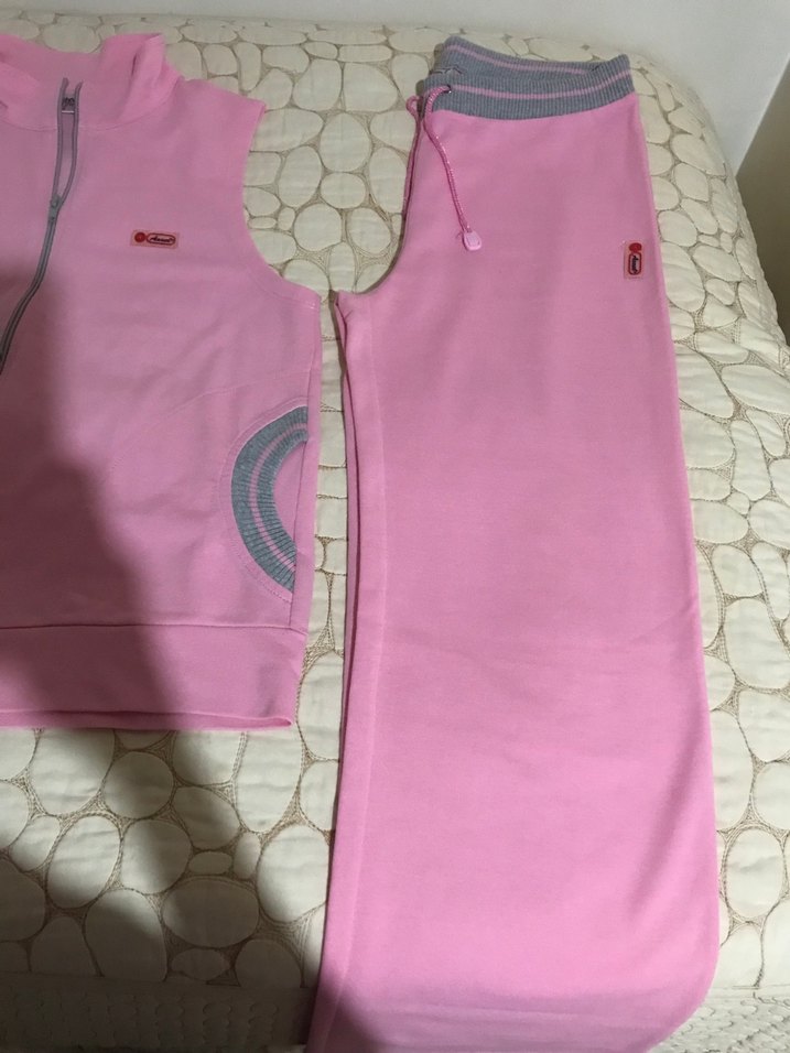 Fermuarlı Pembe Kolsuz Kız Eşofman Takımı - Görsel 2