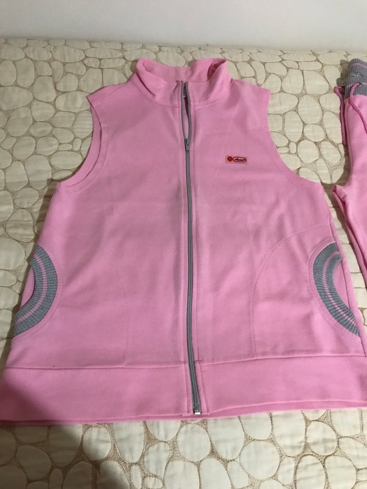 Fermuarlı Pembe Kolsuz Kız Eşofman Takımı - Görsel 3