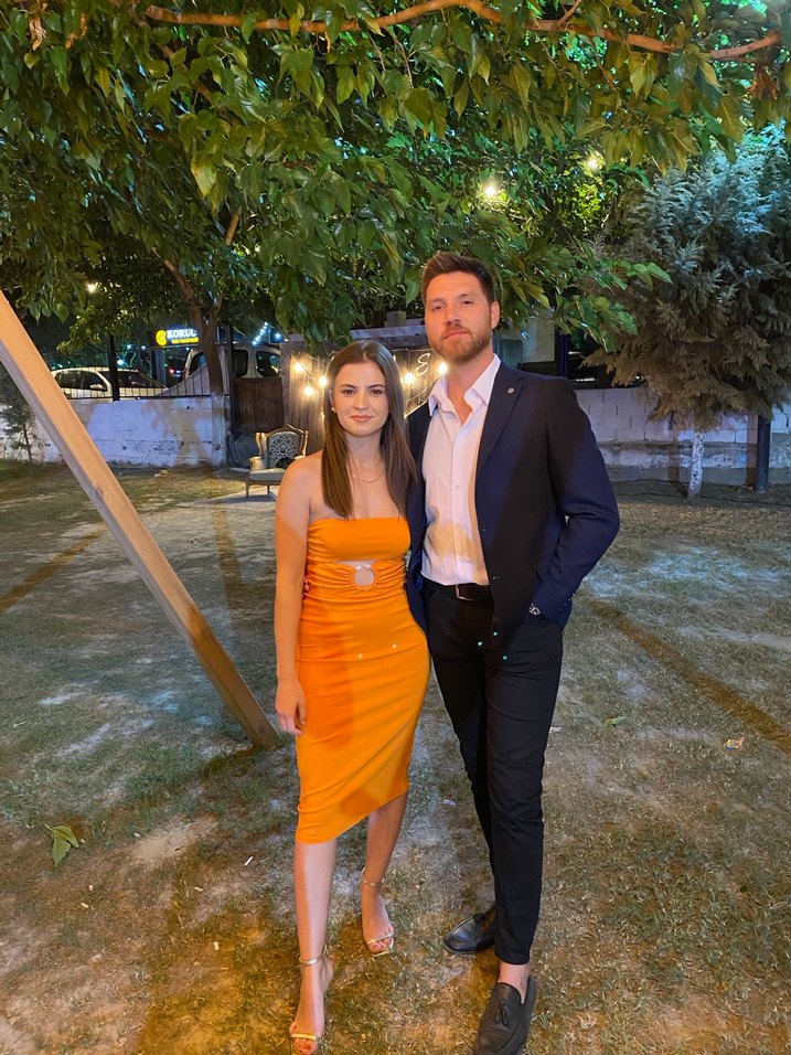 Parlak Turuncu Mini Straplez Elbise - Görsel 3