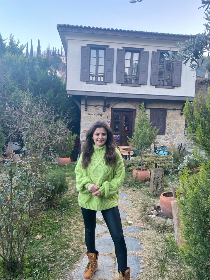 Kadın Khaki Renk Örgü Boğazlı Kazak - Görsel 3