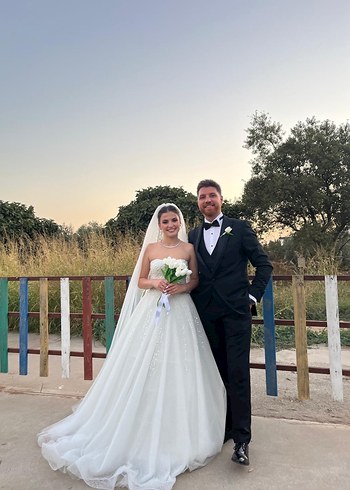 Straplez Midi A Kesim Beyaz Gelinlik - Görsel 2