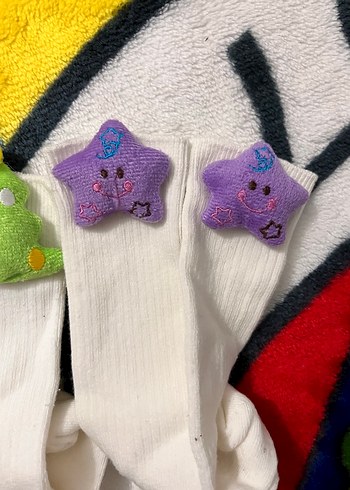 Oyuncaklı  ve Renkli Kız Çorabı diz altı - Görsel 2