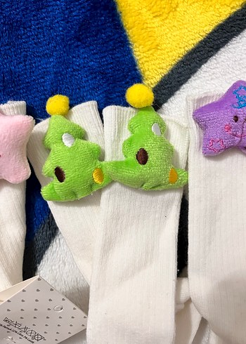 Oyuncaklı  ve Renkli Kız Çorabı diz altı - Görsel 3