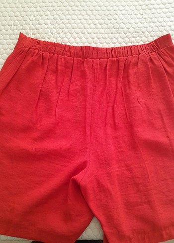 Kırmızı Hamile Keten Şort - Görsel 7