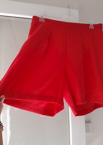 Kırmızı Hamile Keten Şort - Görsel 5