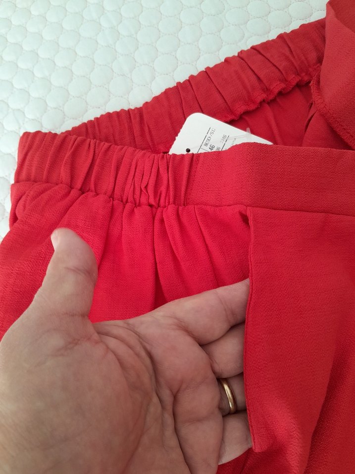 Kırmızı Hamile Keten Şort - Görsel 3