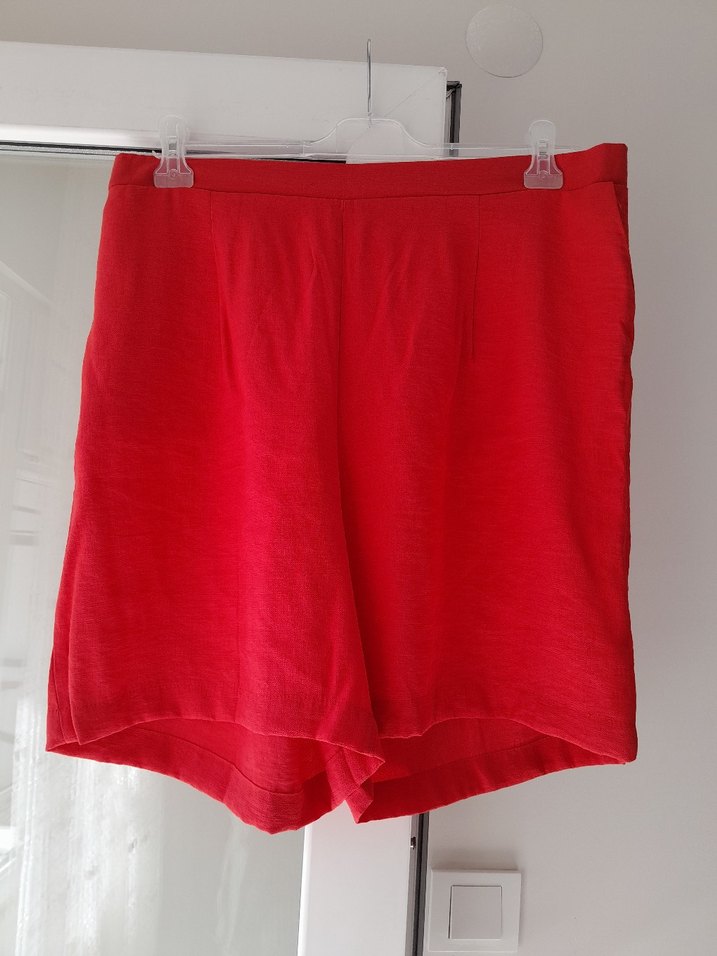 Kırmızı Hamile Keten Şort - Görsel 4