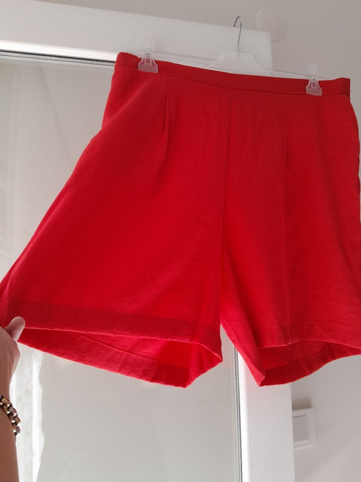 Kırmızı Hamile Keten Şort - Görsel 5