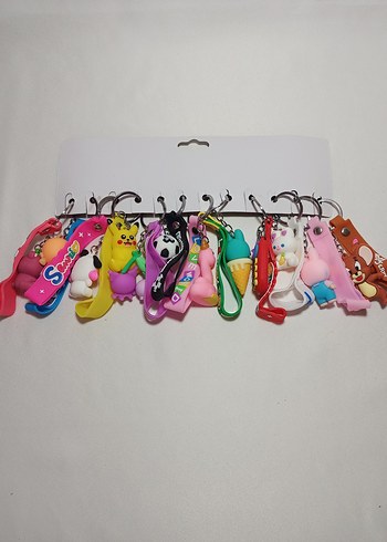 12 Adet Figürlü Silikon Anahtarlık - Görsel 2