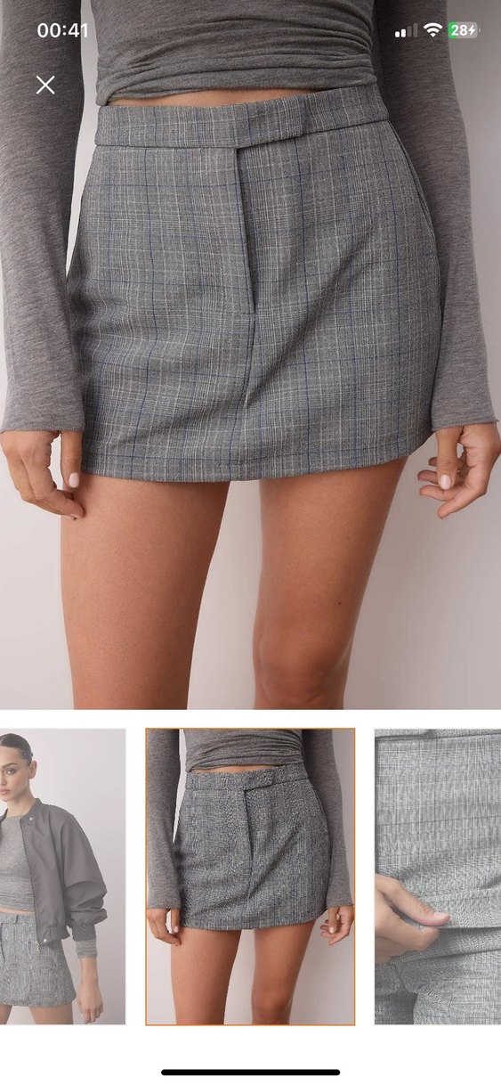 Düğmeli Gri Mini Etek - Görsel 2