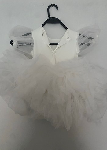 Kolsuz Beyaz Kız Çocuk Elbisesi - Görsel 2