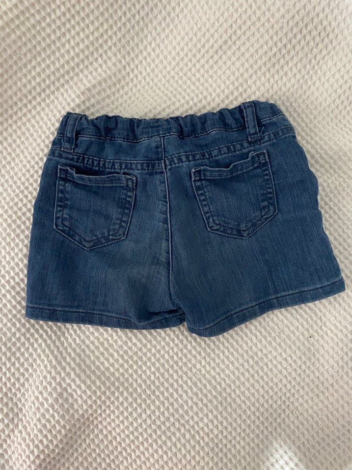 Kızlar için Düğmeli Mavi Kot Şort - Görsel 3