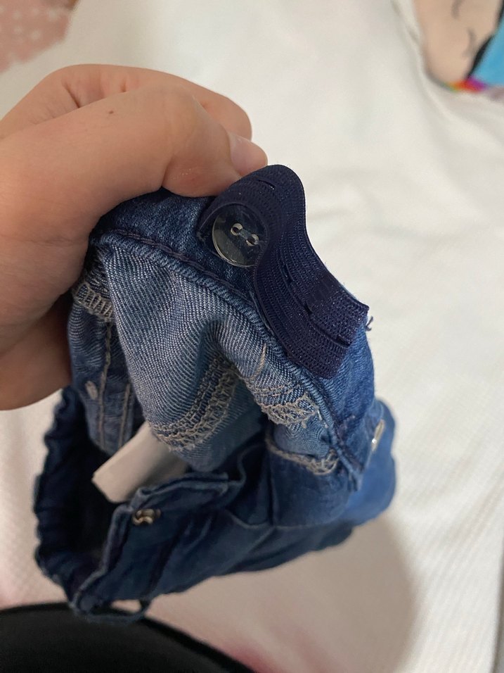 Kızlar için Düğmeli Mavi Kot Şort - Görsel 5