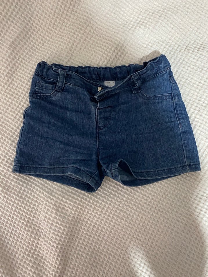 Kızlar için Düğmeli Mavi Kot Şort - Görsel 2