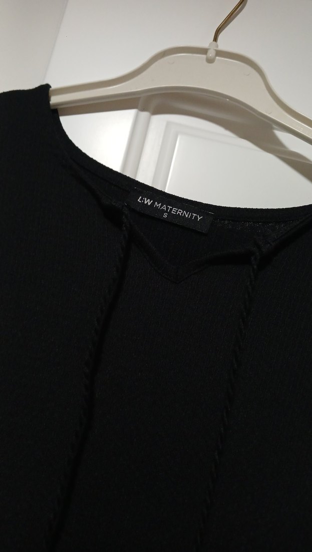 Siyah Uzun Kollu Salaş Keten Elbise - Görsel 4